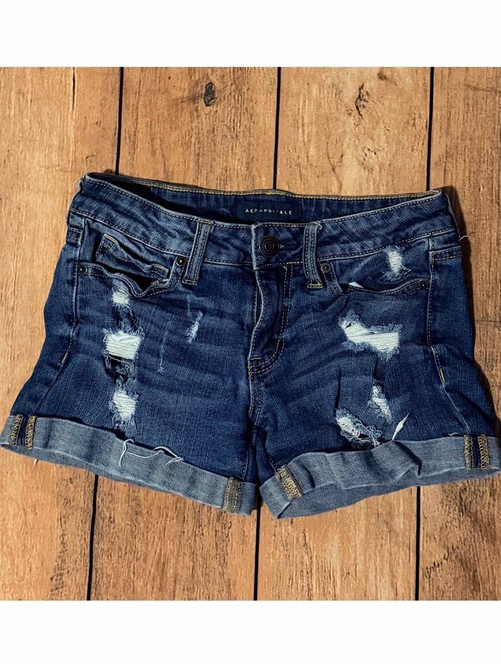 Size 0: Women’s Aeropostale Midi Distressed Denim Jean Shorts